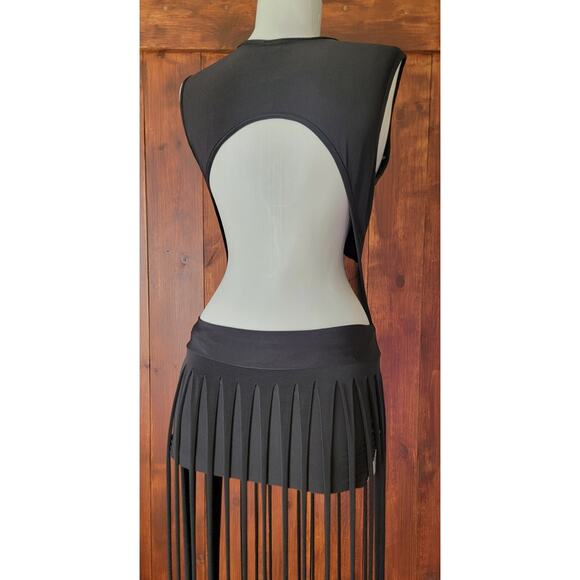 Vintage Uptown USA Black Cut‑Out One‑Piece Swimsuit Size L Made in USA Dramatic - Picture 11 of 16